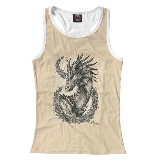 Женская майка-борцовка с изображением Dragon цвета Белый