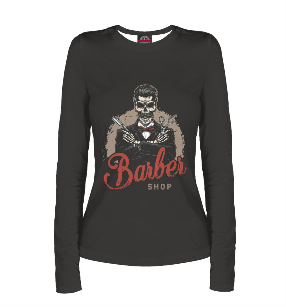 Женский лонгслив с изображением Barber цвета Белый