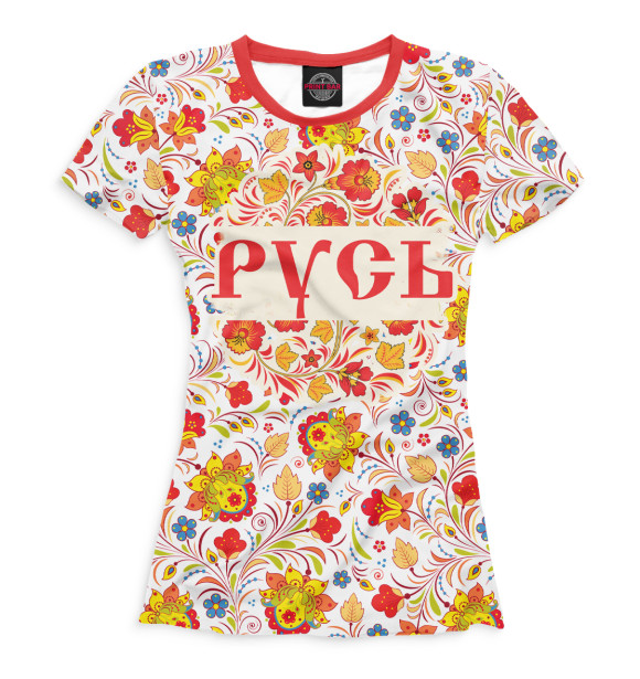Женская футболка с изображением Русь цвета Белый