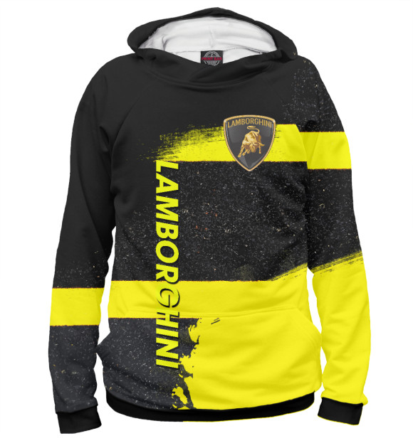 Мужское худи с изображением Lamborghini  / Ламборджини цвета Белый