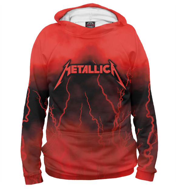 Женское худи с притом Metallica цвета Белый Женское худи с изображением Metallica цвета Белый
