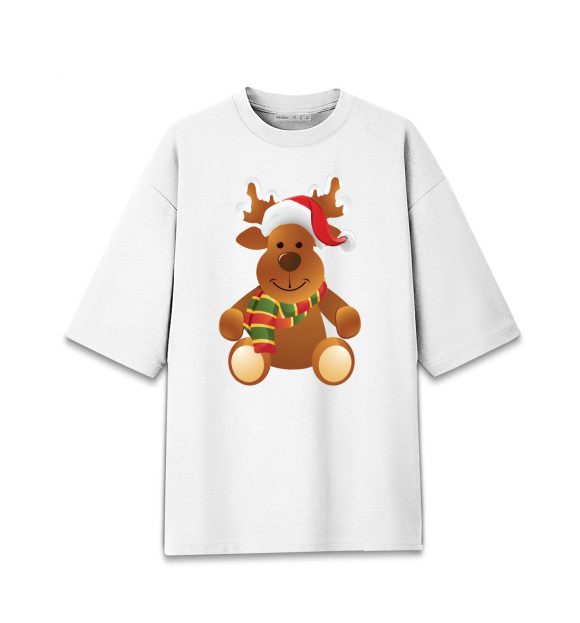 Мужская футболка оверсайз с изображением Новый год цвета Белый