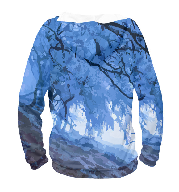 Женское худи с изображением Ice forest цвета Белый