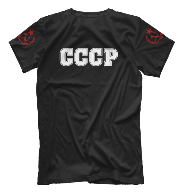 Мужская футболка с изображением Символы СССР (черный фон) цвета Белый