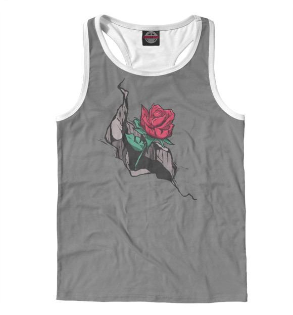 Мужская майка-борцовка с изображением Трещина с розой цвета Белый