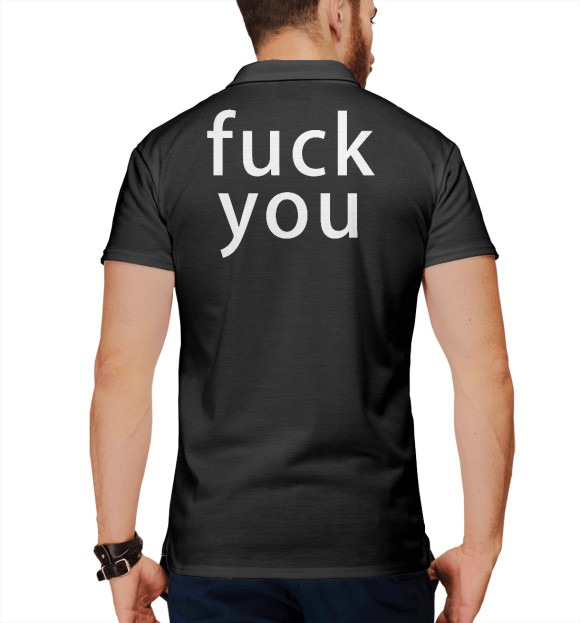 Мужское поло с изображением Fuck you цвета Белый
