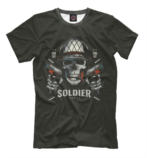 Мужская футболка с изображением Солдат цвета Белый