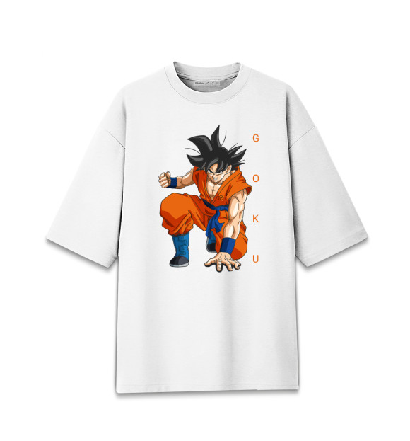 Мужская футболка оверсайз с притом Goku цвета Белый Мужская футболка оверсайз с изображением Goku цвета Белый