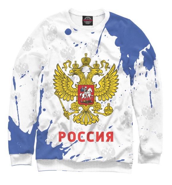 Женский свитшот с изображением Россия / Russia цвета Белый