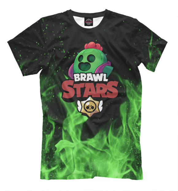 Мужская футболка с изображением Brawl Stars - Spike цвета Белый