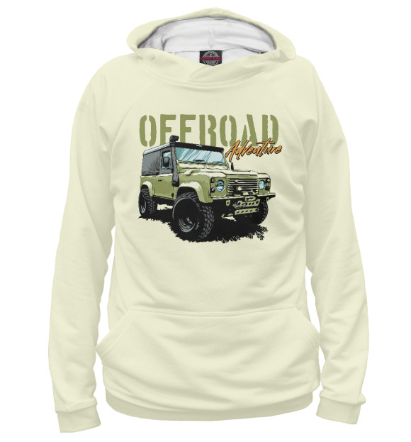 Мужское худи с изображением Offroad Adventure цвета Белый