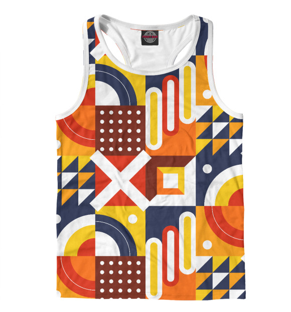 Мужская майка-борцовка с изображением Pattern - blue and orange цвета Белый