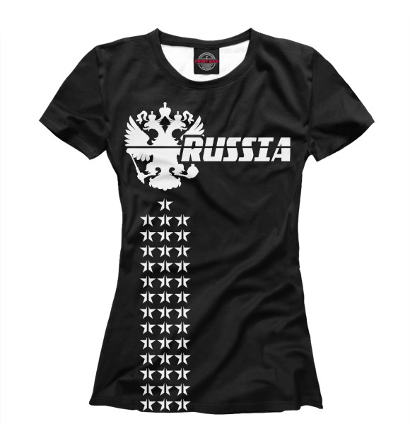 Футболка для девочек с изображением РОССИЯ (герб) цвета Белый