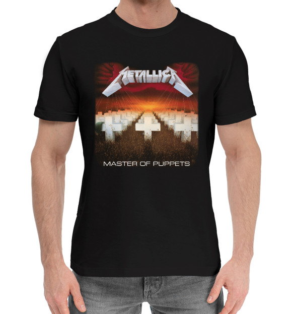 Мужская хлопковая футболка с изображением Metallica цвета Черный