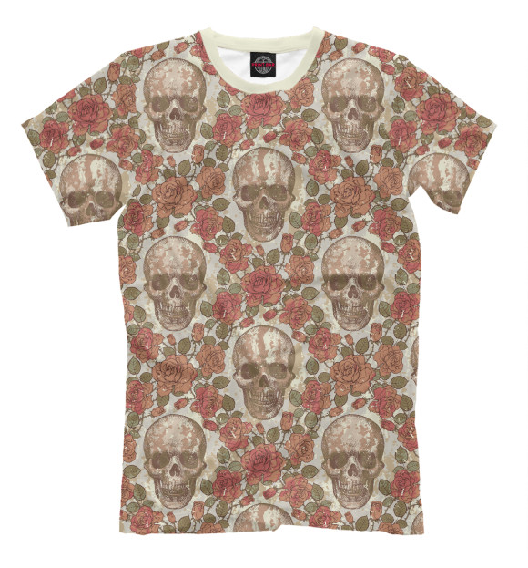 Мужская футболка с изображением Skull&Rose цвета Белый
