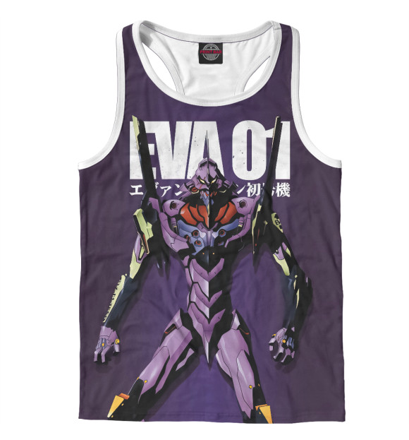 Мужская майка-борцовка с изображением Евангелион цвета Белый