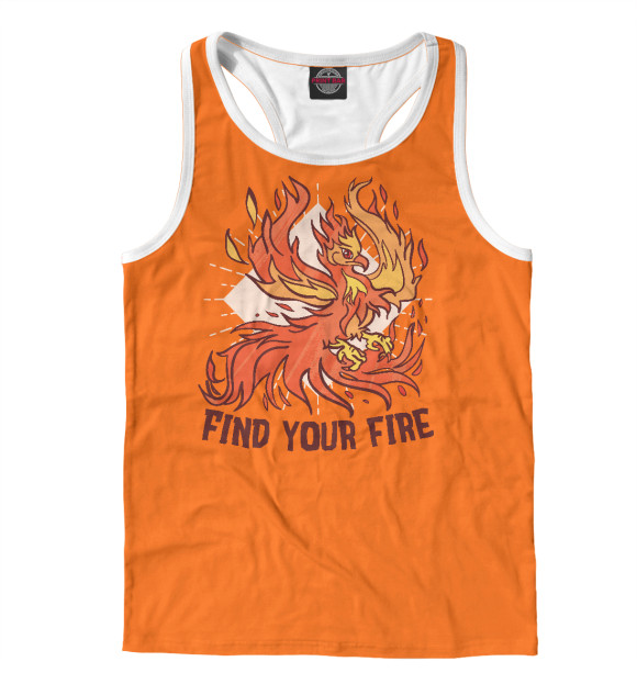 Мужская майка-борцовка с изображением Найди свой огонь цвета Белый