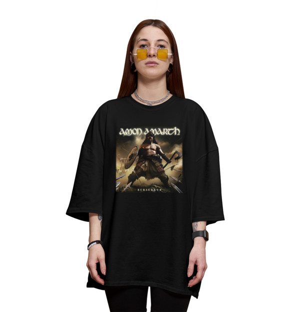 Женская футболка оверсайз с изображением Amon amarth цвета Черный