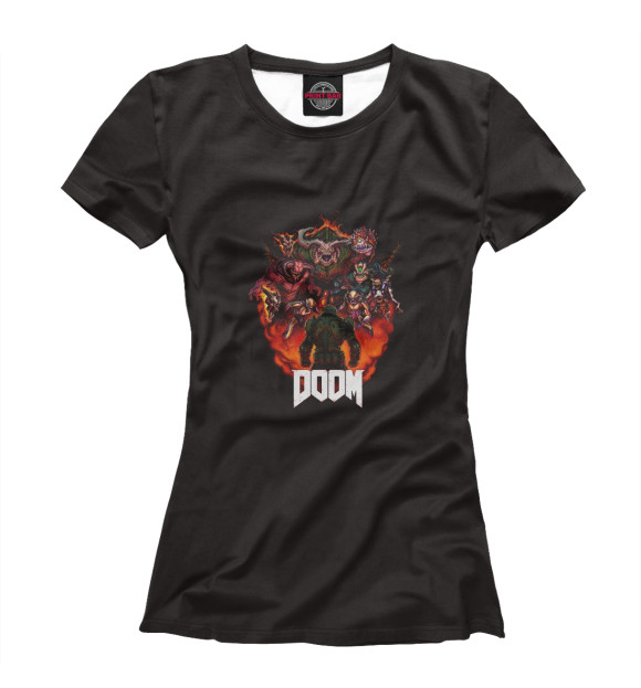 Женская футболка с изображением DOOM цвета Белый