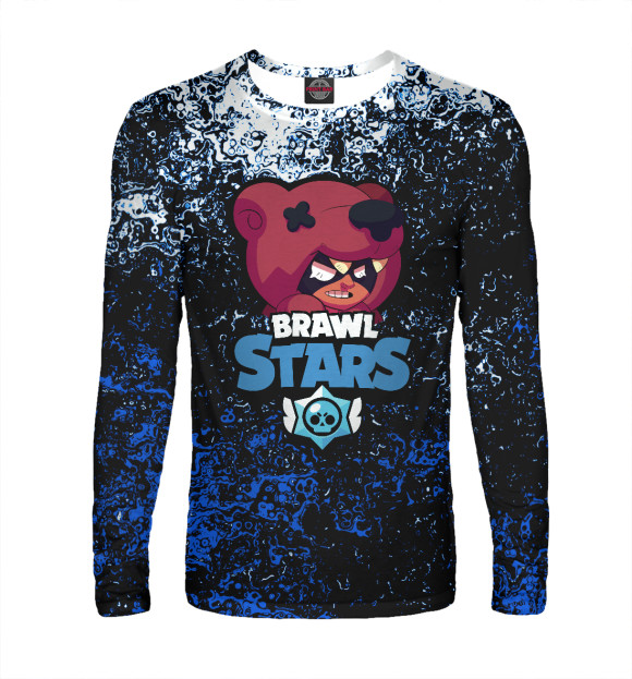 Мужской лонгслив с притом Brawl Stars цвета Белый Мужской лонгслив с изображением Brawl Stars цвета Белый