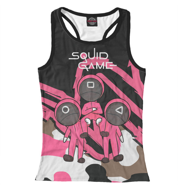 Женская майка-борцовка с изображением Игра в кальмара цвета Белый