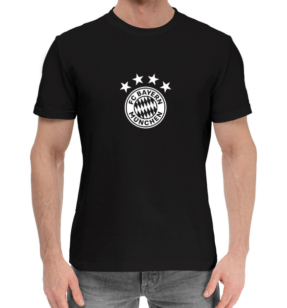 Мужская хлопковая футболка с изображением Bayern цвета Черный