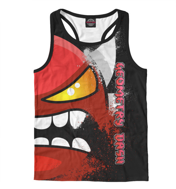 Мужская майка-борцовка с изображением GEOMETRY DASH [6] цвета Белый