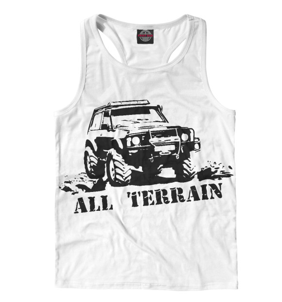 Мужская майка-борцовка с изображением Вездеход цвета Белый