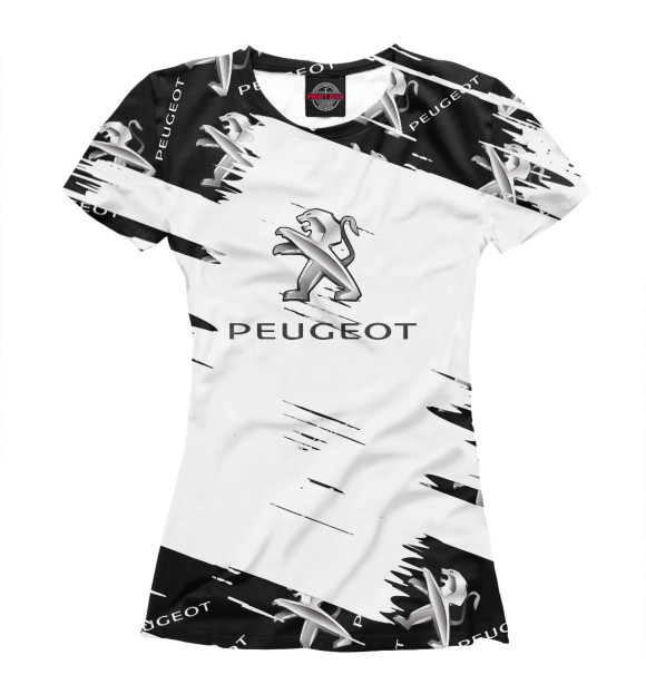 Футболка для девочек с изображением Peugeot цвета Белый