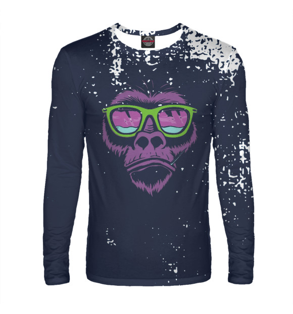 Мужской лонгслив с изображением Cool Monkey цвета Белый