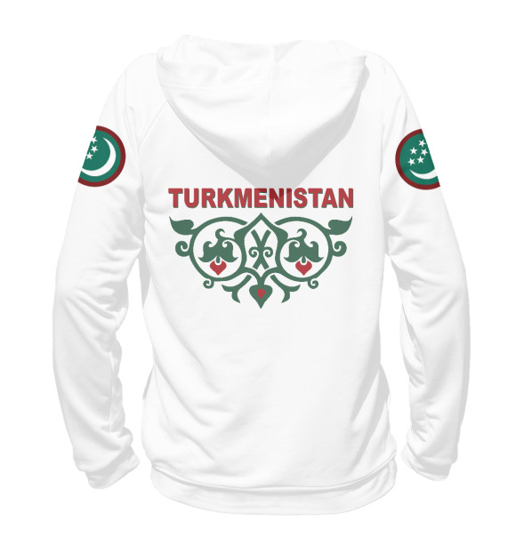 Мужское худи с изображением Туркмения цвета Белый
