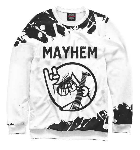 Мужской свитшот с изображением Mayhem / Кот цвета Белый