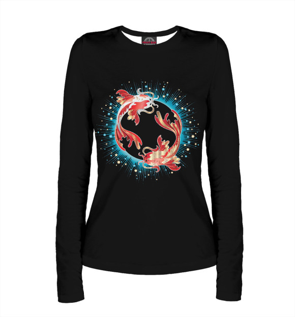 Женский лонгслив с изображением Japanese koi fish цвета Белый