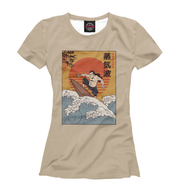 Женская футболка с изображением Samurai Surfing цвета Белый