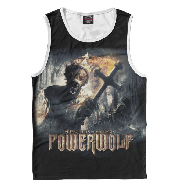 Майка для мальчика с притом Powerwolf цвета Белый Майка для мальчика с изображением Powerwolf цвета Белый