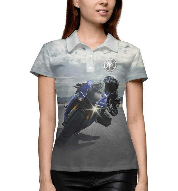 Женское поло с изображением Yamaha цвета Белый