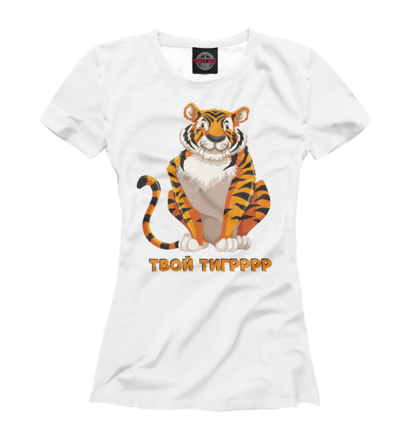 Футболка для девочек с изображением Тигр цвета Белый