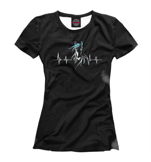 Футболка для девочек с изображением Horse Heartbeat цвета Белый