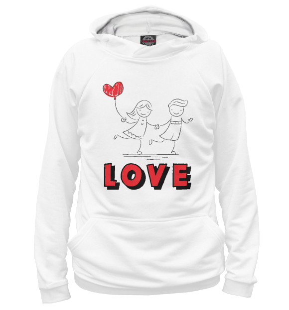 Мужское худи с изображением LOVE#3 цвета Белый