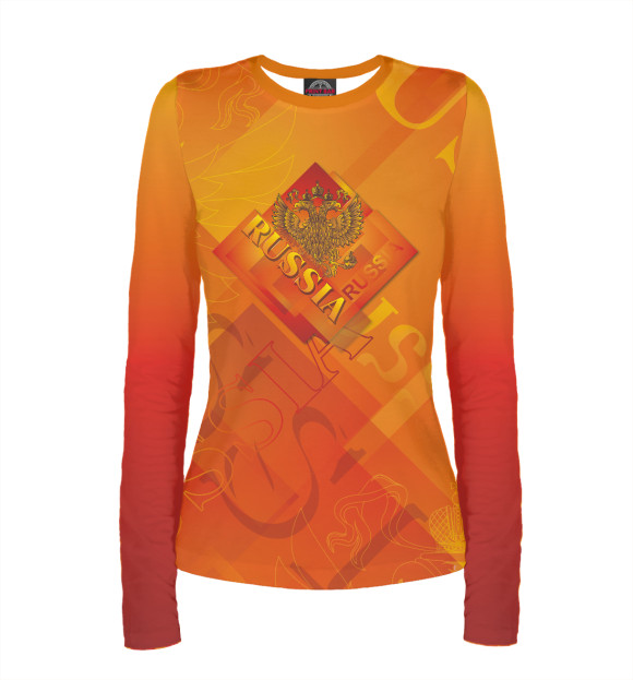 Женский лонгслив с изображением Россия кубизм цвета Белый