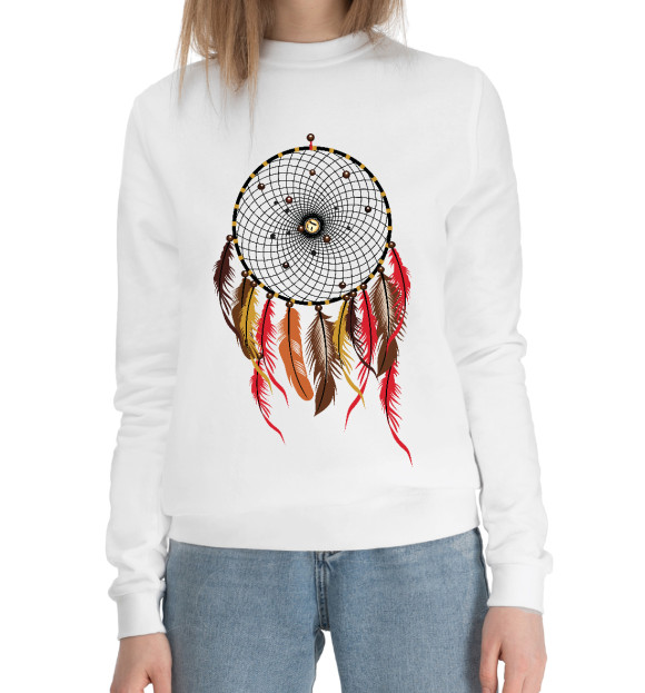 Женский хлопковый свитшот с изображением Ловец Снов цвета Белый