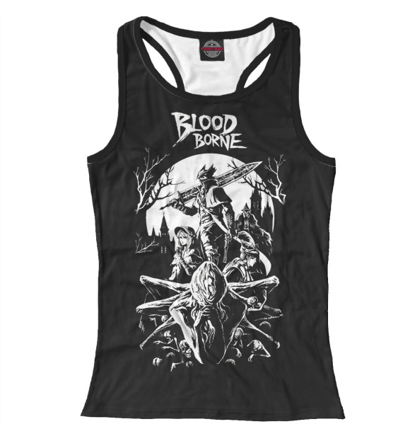 Женская майка-борцовка с притом Bloodborne цвета Белый Женская майка-борцовка с изображением Bloodborne цвета Белый