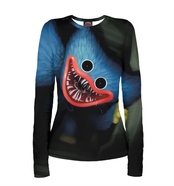 Женский лонгслив с изображением Poppy Playtime Хагги Вагги цвета Белый