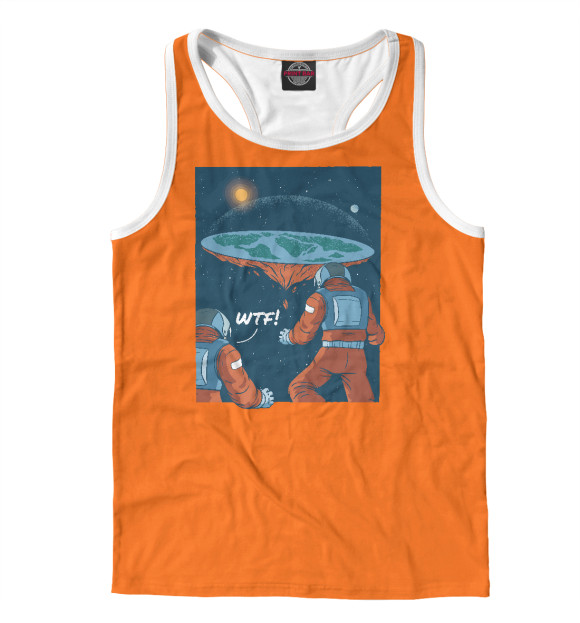 Мужская майка-борцовка с изображением Плоская земля цвета Белый