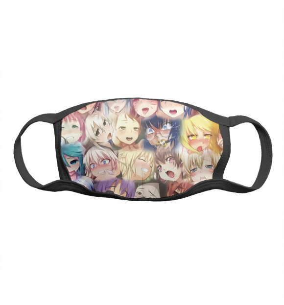 Маска тканевая с изображением Ahegao цвета Белый