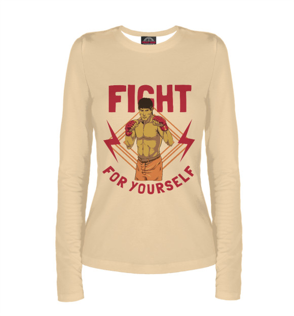 Женский лонгслив с изображением FIGHT цвета Белый