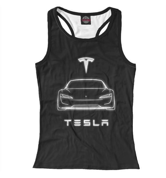 Женская майка-борцовка с изображением Tesla - white light цвета Белый