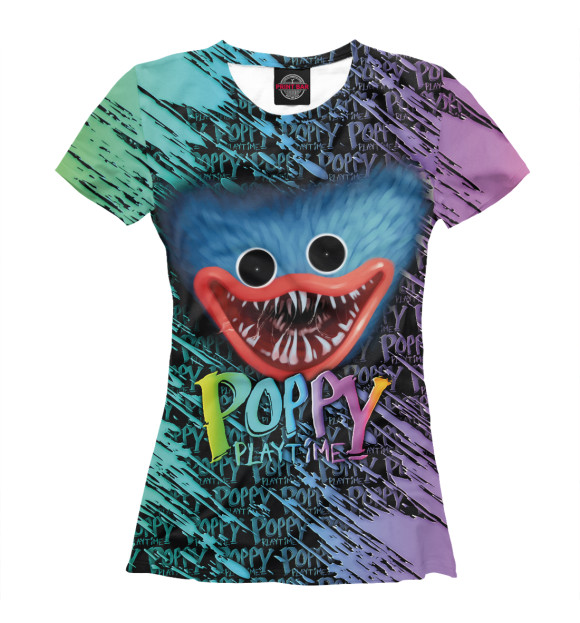 Футболка для девочек с изображением Poppy Playtime Хагги Вагги цвета Белый