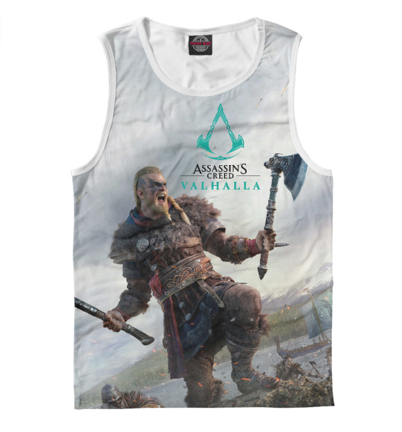 Майка для мальчика с изображением Assassin's Creed Valhalla цвета Белый