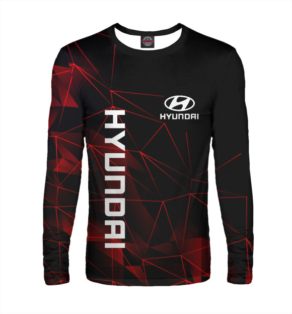 Мужской лонгслив с изображением Хендай, Hyundai цвета Белый